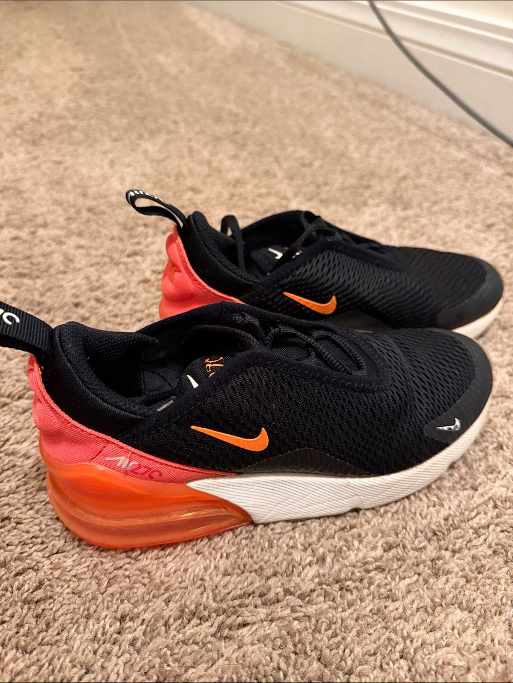 Nike Kids Black and Orange Air Max 270 Shoes